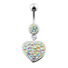 Fancy Jeweled Heart Dangling Navel Ring Body Jewelry - Monster Piercing