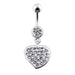 Fancy Jeweled Heart Dangling Navel Ring Body Jewelry - Monster Piercing