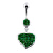 Fancy Jeweled Heart Dangling Navel Ring Body Jewelry - Monster Piercing