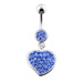 Fancy Jeweled Heart Dangling Navel Ring Body Jewelry - Monster Piercing