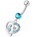 Fancy Single Jeweled Heart Dangling Belly Ring - Monster Piercing