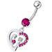 Fancy Single Jeweled Heart Dangling Belly Ring - Monster Piercing