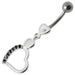 Fancy Single Heart Dangling Belly Ring - Monster Piercing