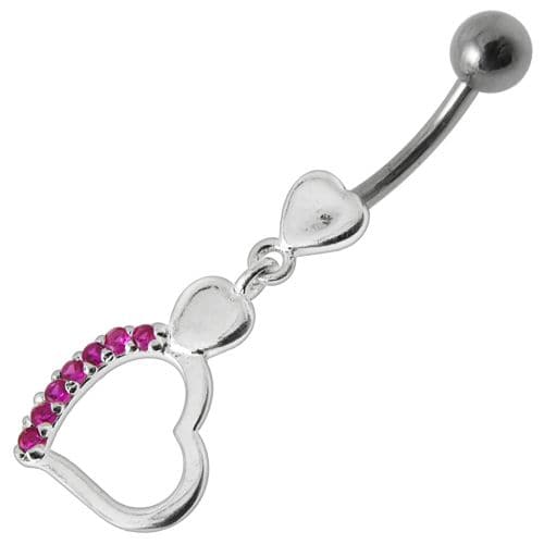 Fancy Single Heart Dangling Belly Ring - Monster Piercing