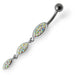 Silver Fancy Stones Jeweled Dangling  SS Bar Navel Ring - Monster Piercing