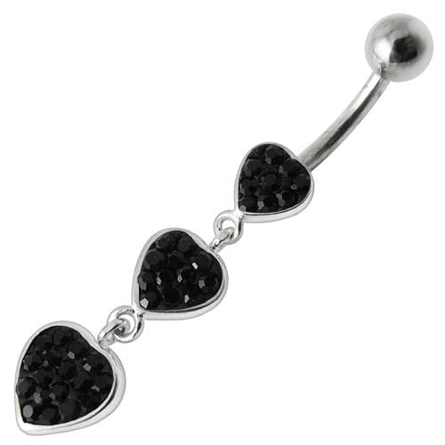 Fancy Multi Jeweled Heart Dangling Navel Ring - Monster Piercing