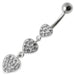 Fancy Multi Jeweled Heart Dangling Navel Ring - Monster Piercing