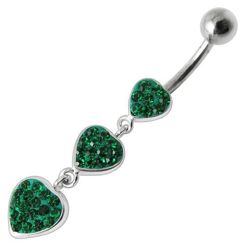 Fancy Multi Jeweled Heart Dangling Navel Ring - Monster Piercing