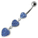 Fancy Multi Jeweled Heart Dangling Navel Ring - Monster Piercing