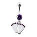 Silver Fancy Foot Print Jeweled Dangling Belly Ring - Monster Piercing