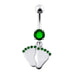 Silver Fancy Foot Print Jeweled Dangling Belly Ring - Monster Piercing