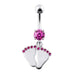 Silver Fancy Foot Print Jeweled Dangling Belly Ring - Monster Piercing