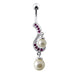 Fancy Centered PEARL Jeweled Dangling Navel Body Ring - Monster Piercing