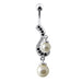 Fancy Centered PEARL Jeweled Dangling Navel Body Ring - Monster Piercing