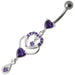 Fancy Jeweled Dangling Heart With Banana Bar Belly Ring Body Jewelry - Monster Piercing