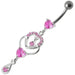 Fancy Jeweled Dangling Heart With Banana Bar Belly Ring Body Jewelry - Monster Piercing