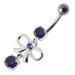 Fancy Bow Shape Jeweled Dangling Navel Ring - Monster Piercing