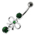 Fancy Bow Shape Jeweled Dangling Navel Ring - Monster Piercing