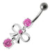 Fancy Bow Shape Jeweled Dangling Navel Ring - Monster Piercing