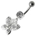 Fancy Jeweled Butterfly Silver Dangling  Bar Belly Ring - Monster Piercing