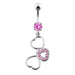 Fancy Jeweled Multi Heart Dangling SS Curved Navel Ring - Monster Piercing