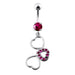 Fancy Jeweled Multi Heart Dangling SS Curved Navel Ring - Monster Piercing