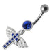 Jeweled Flying Cross Dangling Belly Ring - Monster Piercing