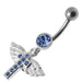 Jeweled Flying Cross Dangling Belly Ring - Monster Piercing