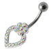 Heart Silver Dangling SS Banana Bar Navel Ring - Monster Piercing