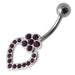 Heart Silver Dangling SS Banana Bar Navel Ring - Monster Piercing