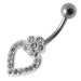 Heart Silver Dangling SS Banana Bar Navel Ring - Monster Piercing