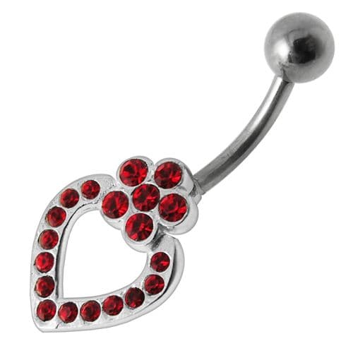 Heart Silver Dangling SS Banana Bar Navel Ring - Monster Piercing