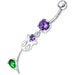 Mix Color Jeweled Flower Silver Dangling navel Body Ring with SS bar - Monster Piercing