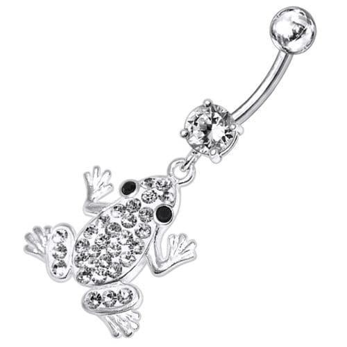 Jeweled Frog Dangling Belly Ring - Monster Piercing