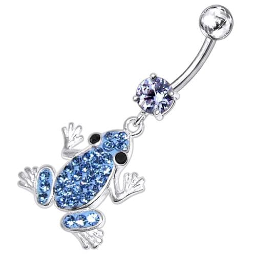 Jeweled Frog Dangling Belly Ring - Monster Piercing