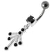 Fancy Jeweled Silver Dangling With Curved Bar Belly Ring Body Jewelry - Monster Piercing