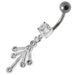 Fancy Jeweled Silver Dangling With Curved Bar Belly Ring Body Jewelry - Monster Piercing