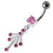 Fancy Jeweled Silver Dangling With Curved Bar Belly Ring Body Jewelry - Monster Piercing