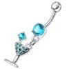 Fancy Jeweled GLASS Dangling Banana Bar Belly Ring - Monster Piercing