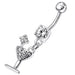 Fancy Jeweled GLASS Dangling Banana Bar Belly Ring - Monster Piercing