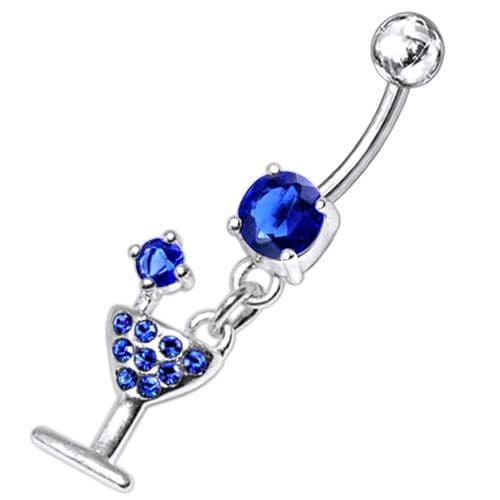 Fancy Jeweled GLASS Dangling Banana Bar Belly Ring - Monster Piercing