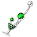 Fancy Jeweled GLASS Dangling Banana Bar Belly Ring - Monster Piercing