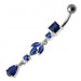 Fancy Multi Stone Jeweled Dangling Banana Bar Belly Button Ring - Monster Piercing