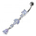 Fancy Multi Stone Jeweled Dangling Banana Bar Belly Button Ring - Monster Piercing