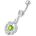 Fancy White Stone Jeweled  Stone Centered Dangling Belly Ring - Monster Piercing