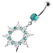 Fancy Silver Multi Jeweled STAR Dangling Banana Belly Ring - Monster Piercing