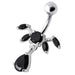 Fancy Dangling SS Bar Navel Ring Body Jewelry - Monster Piercing