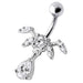 Fancy Dangling SS Bar Navel Ring Body Jewelry - Monster Piercing