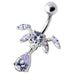 Fancy Dangling SS Bar Navel Ring Body Jewelry - Monster Piercing