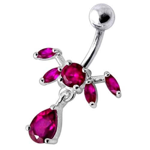 Fancy Dangling SS Bar Navel Ring Body Jewelry - Monster Piercing